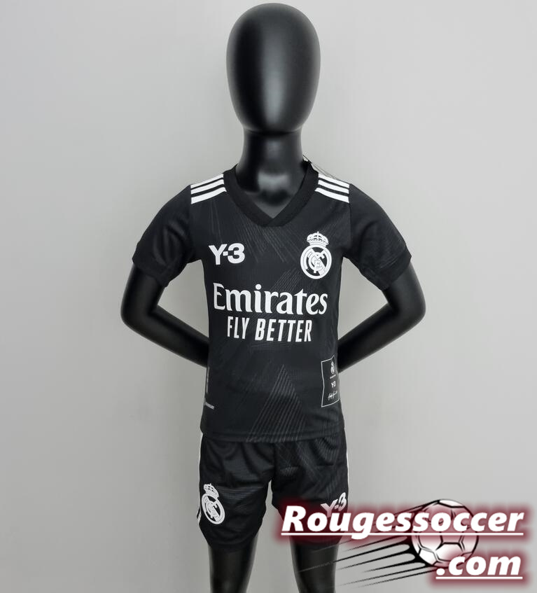 Real Madrid Kids Black Y3 Fourth Away Soccer Kits Shirt With Shorts 2022/23